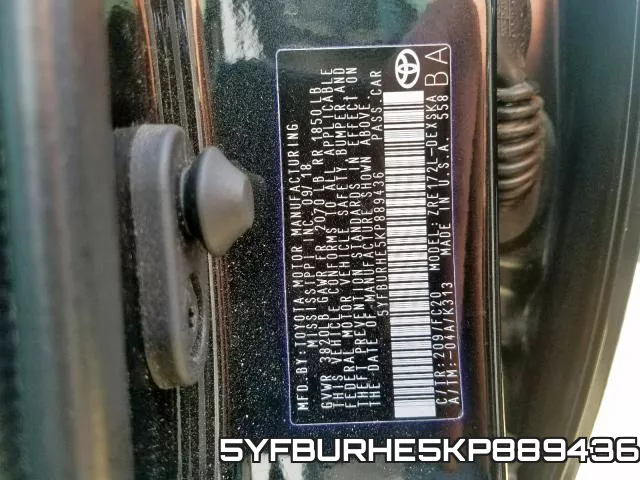 5YFBURHE5KP889436 фото 2