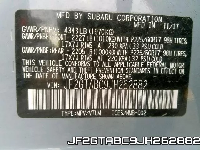 JF2GTABC9JH262882 фото 2