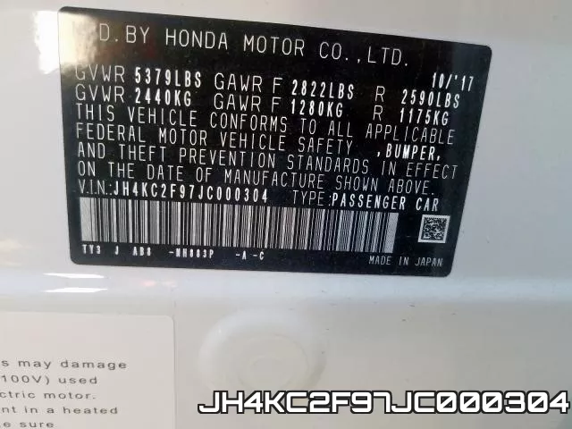 JH4KC2F97JC000304 фото 2