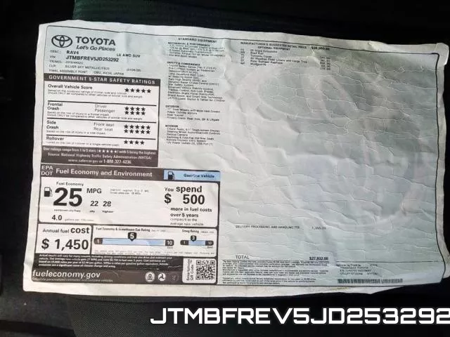 JTMBFREV5JD253292 фото 2