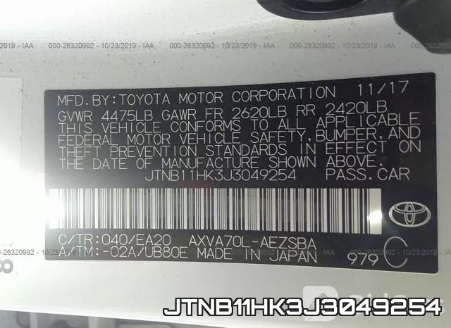 JTNB11HK3J3049254 фото 10