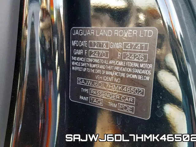 SAJWJ6DL7HMK46502 фото 2
