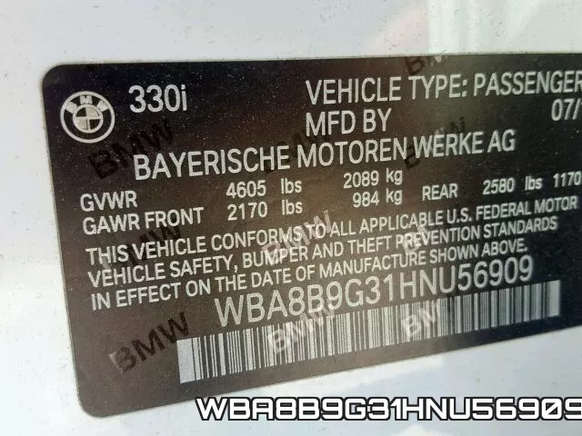 WBA8B9G31HNU56909 фото 2
