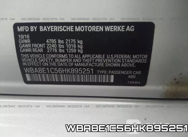 WBA8E1C56HK895251 фото 10