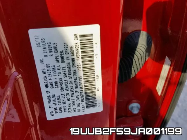 19UUB2F59JA001199 фото 2