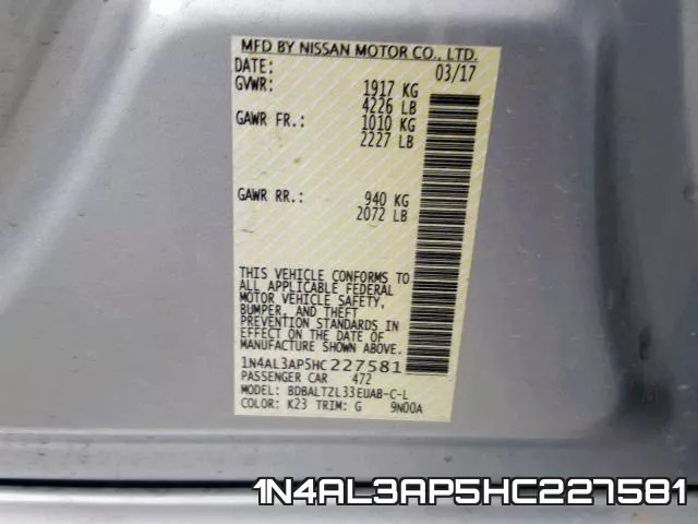 1N4AL3AP5HC227581 фото 2