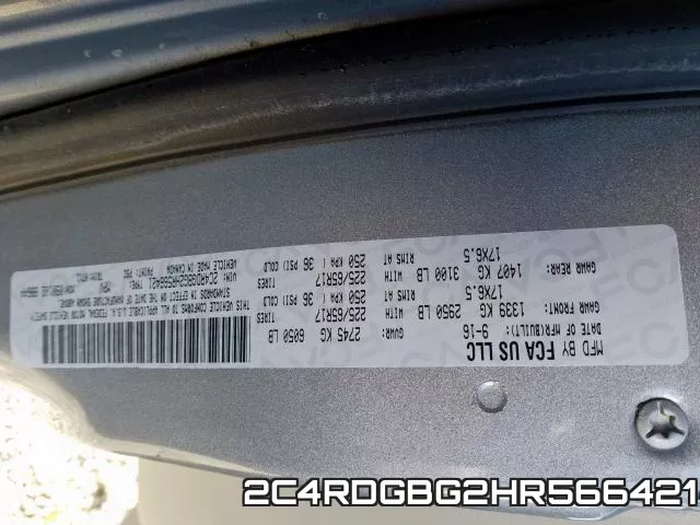 2C4RDGBG2HR566421 фото 2