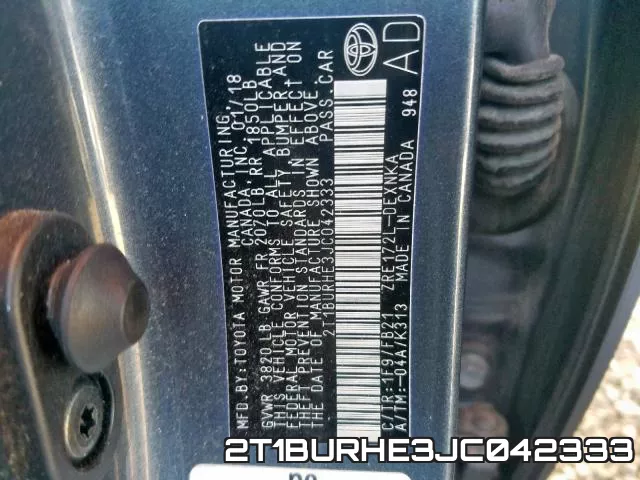 2T1BURHE3JC042333 фото 2