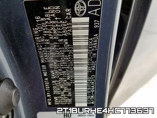 2T1BURHE4HC773637 фото 2