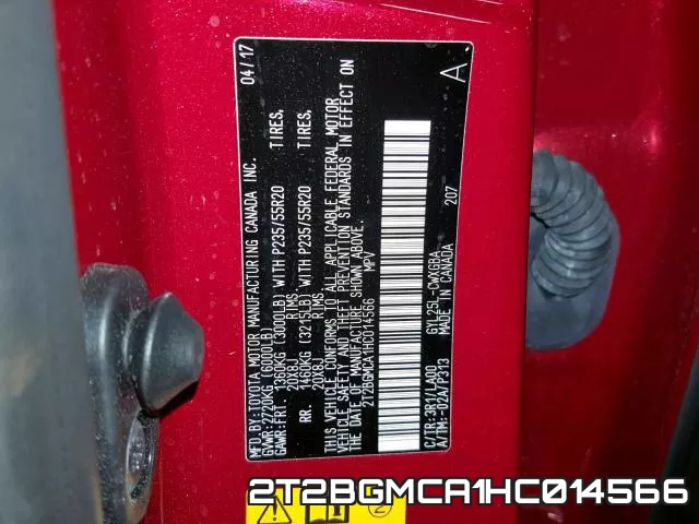 2T2BGMCA1HC014566 фото 2