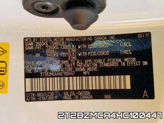 2T2BZMCA4HC100447 фото 2