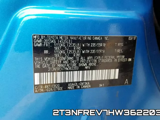 2T3NFREV7HW362203 фото 2