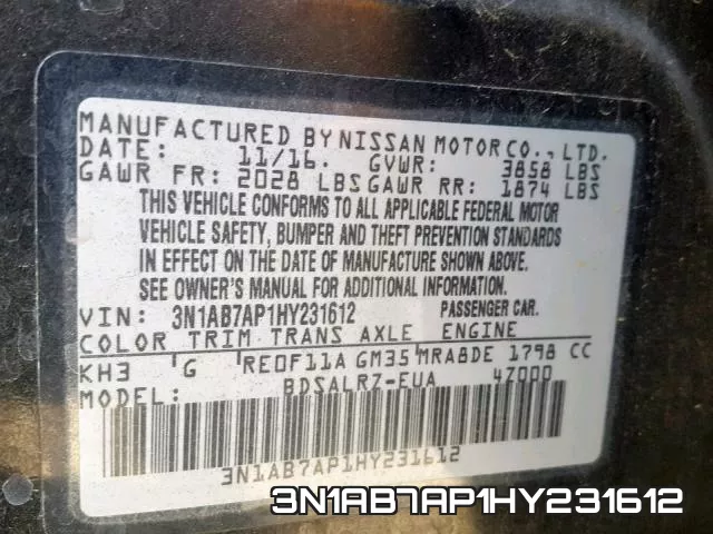 3N1AB7AP1HY231612 фото 2
