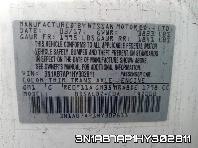 3N1AB7AP1HY302811 фото 2