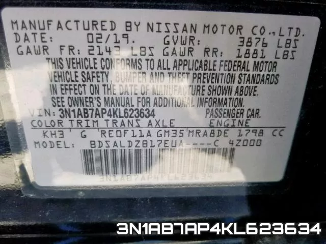 3N1AB7AP4KL623634 фото 2