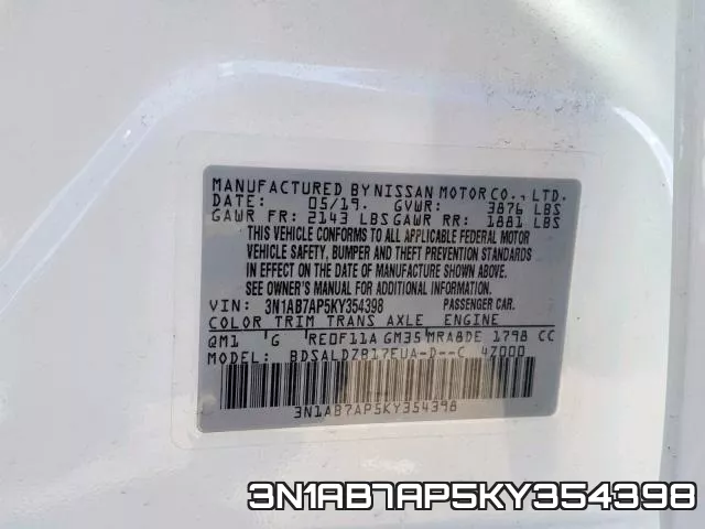3N1AB7AP5KY354398 фото 2