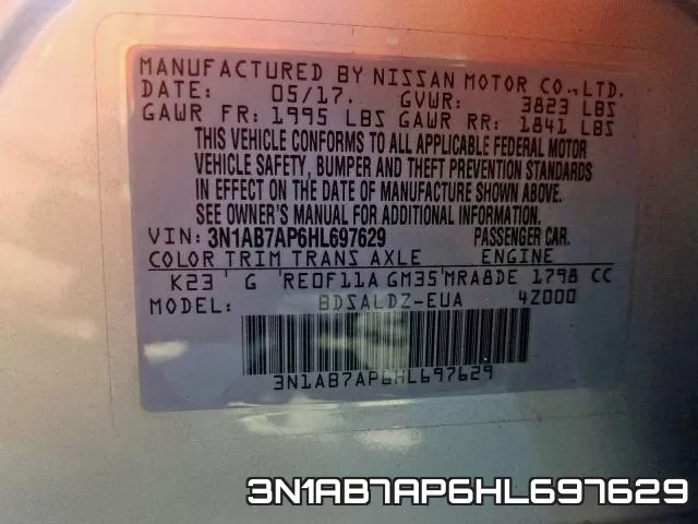 3N1AB7AP6HL697629 фото 2