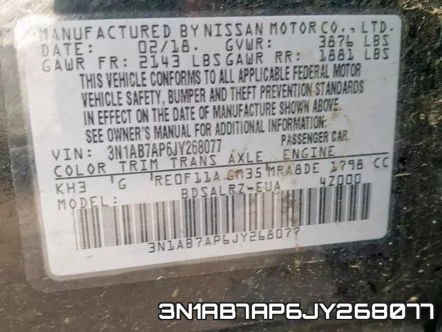 3N1AB7AP6JY268077 фото 2