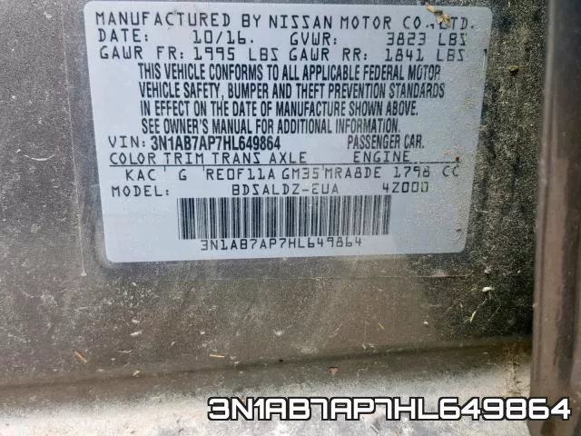 3N1AB7AP7HL649864 фото 2