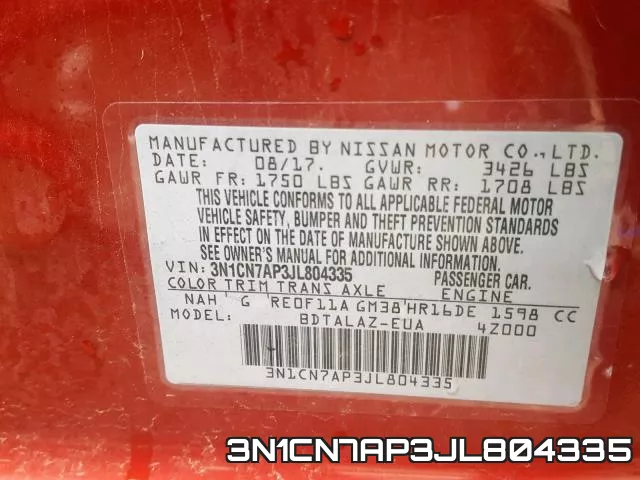3N1CN7AP3JL804335 фото 2