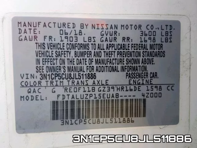3N1CP5CU8JL511886 фото 2