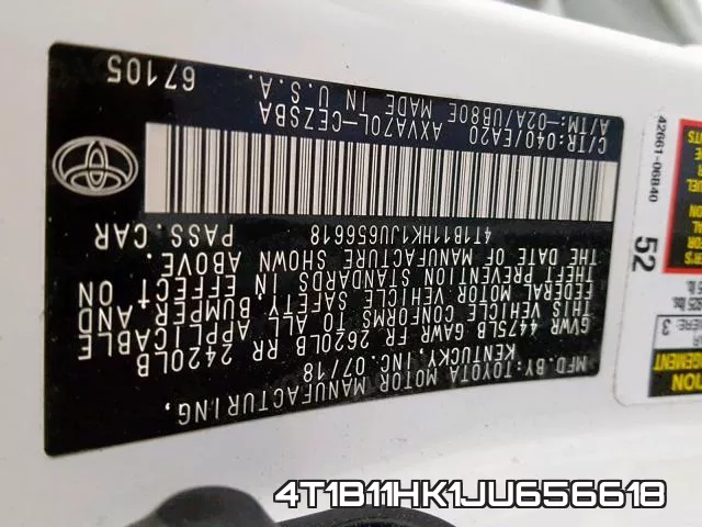 4T1B11HK1JU656618 фото 2