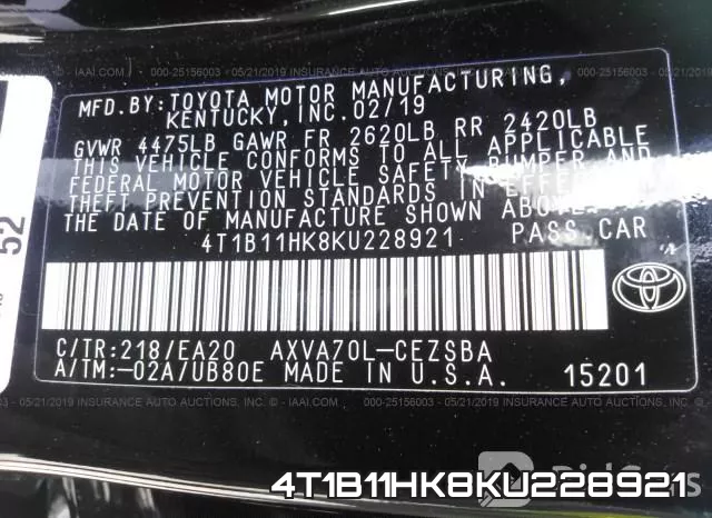 4T1B11HK8KU228921 фото 9