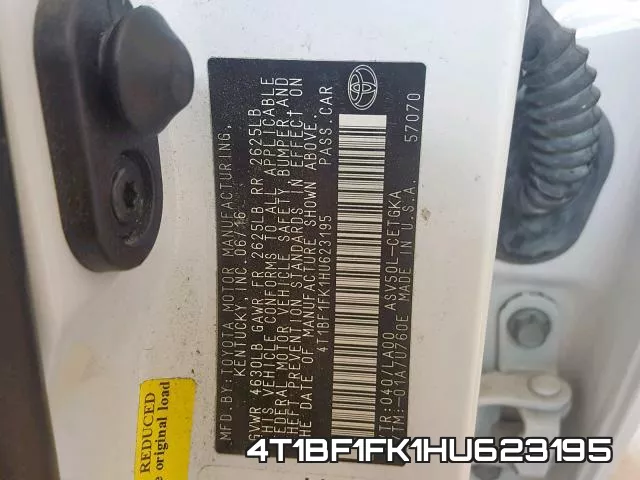 4T1BF1FK1HU623195 фото 2