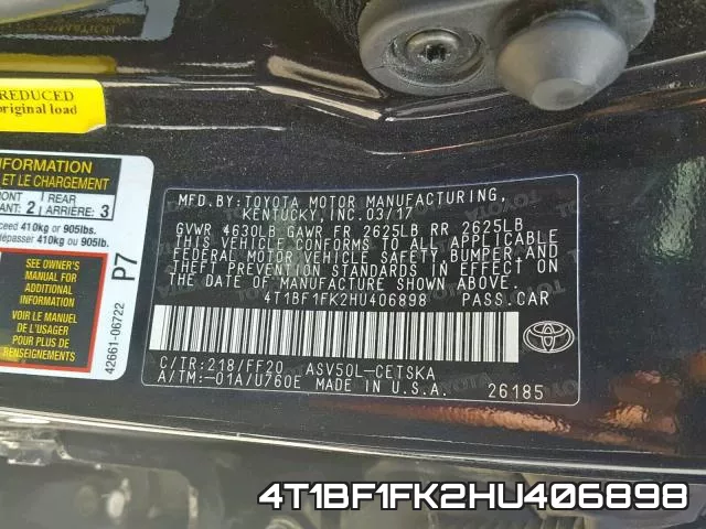 4T1BF1FK2HU406898 фото 2