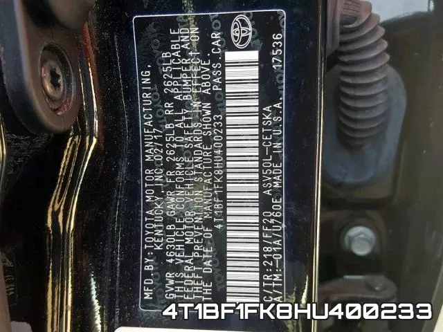 4T1BF1FK8HU400233 фото 2
