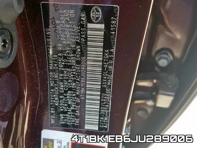 4T1BK1EB6JU289006 фото 2