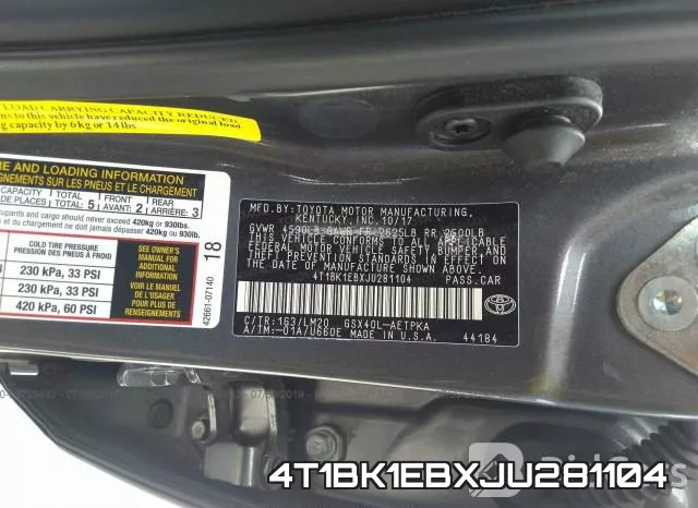 4T1BK1EBXJU281104 фото 10