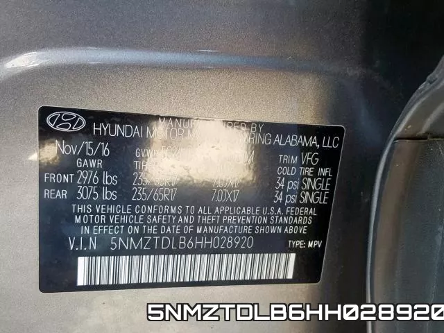5NMZTDLB6HH028920 фото 2