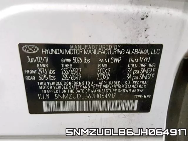 5NMZUDLB6JH064917 фото 2
