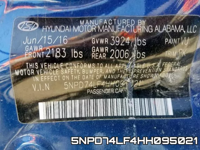 5NPD74LF4HH095021 фото 2