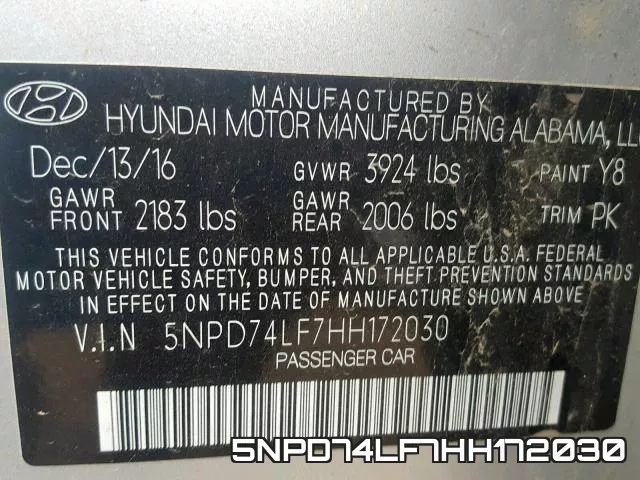 5NPD74LF7HH172030 фото 2