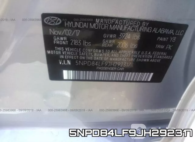 5NPD84LF9JH292317 фото 10