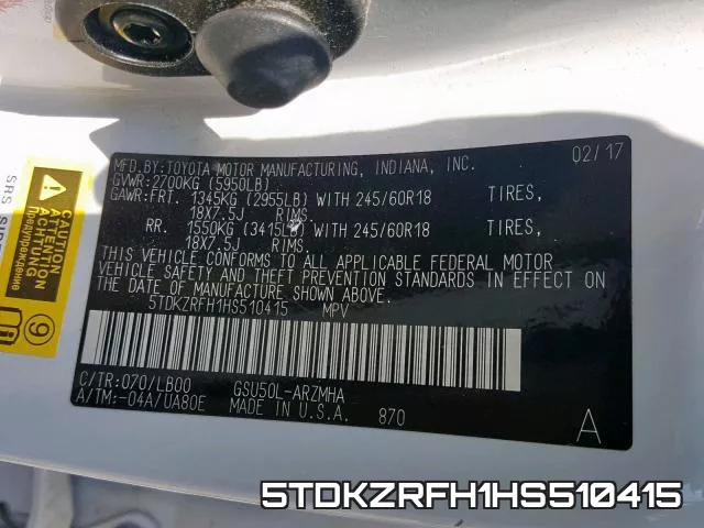 5TDKZRFH1HS510415 фото 2