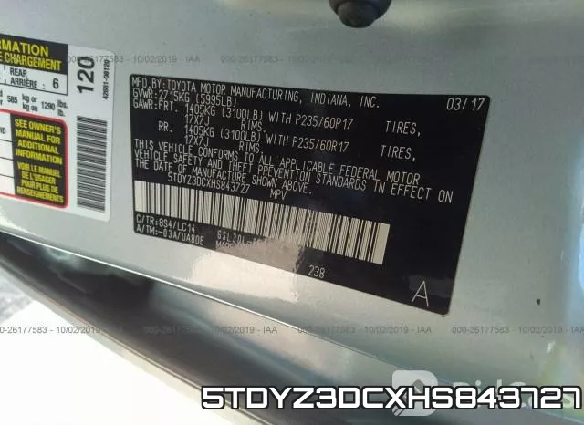 5TDYZ3DCXHS843727 фото 10