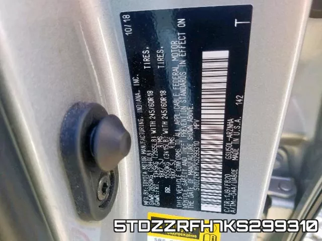 5TDZZRFH7KS299310 фото 2