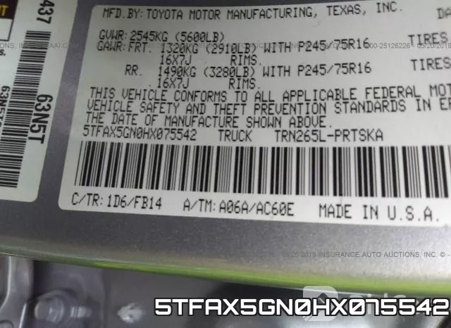 5TFAX5GN0HX075542 фото 10