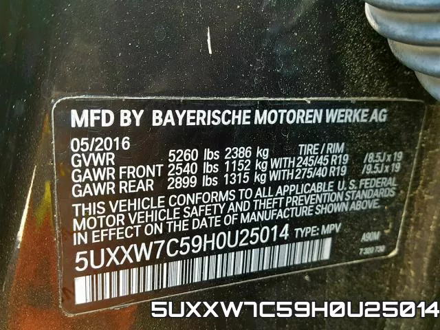 5UXXW7C59H0U25014 фото 2