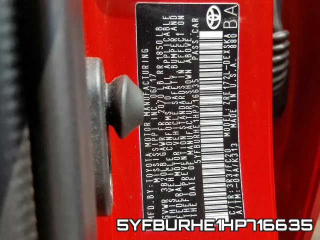 5YFBURHE1HP716635 фото 2