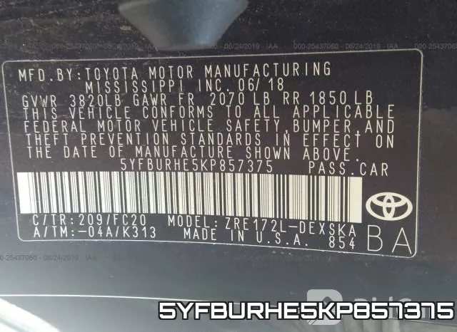 5YFBURHE5KP857375 фото 10