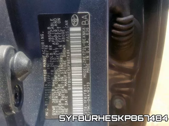 5YFBURHE5KP867484 фото 2