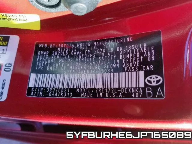 5YFBURHE6JP765089 фото 2