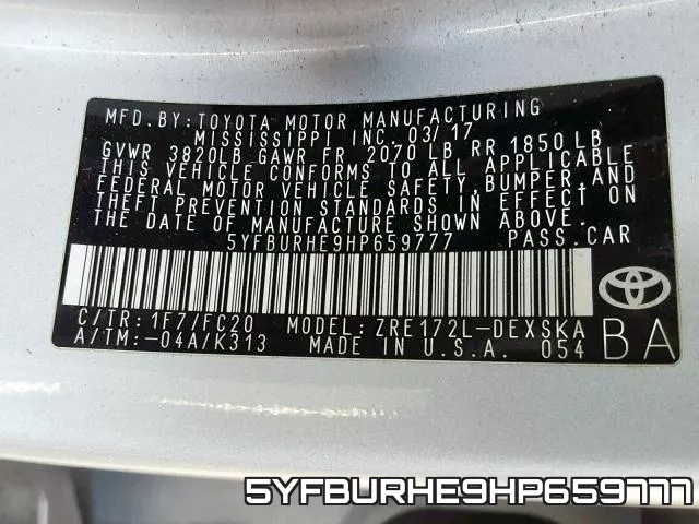 5YFBURHE9HP659777 фото 2