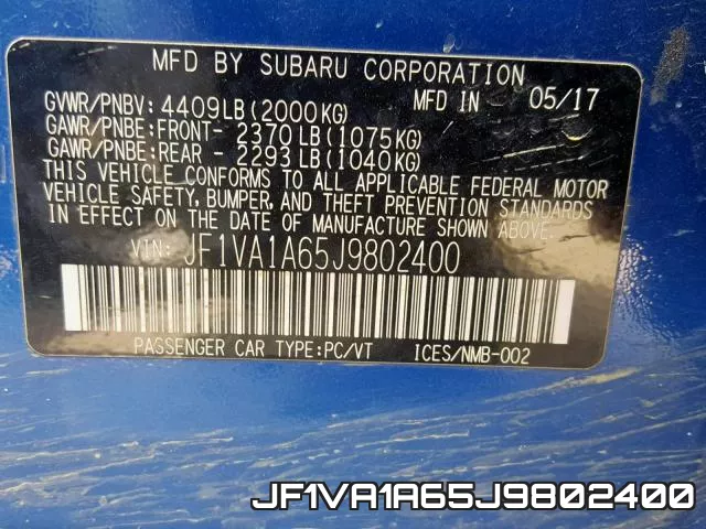 JF1VA1A65J9802400 фото 2