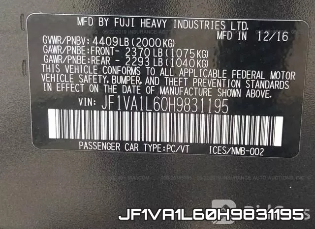 JF1VA1L60H9831195 фото 10