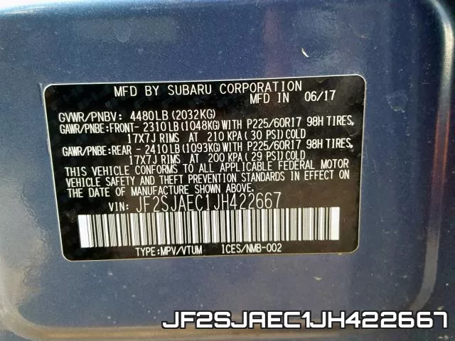 JF2SJAEC1JH422667 фото 2